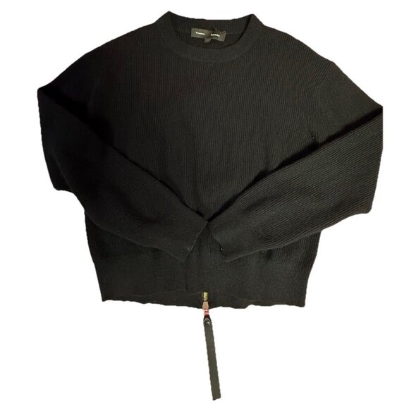 proenza schouler black wool cashmere sweater with trendy back zipper detail sz m - Picture 1 of 8
